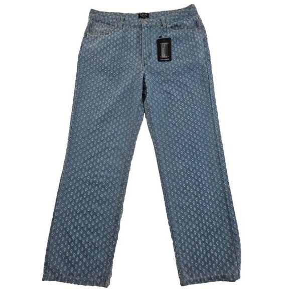 Boohoo Man Distressed Pull Texture Skate Jeans Men's 36x32 NEW Relaxed Fit NWT - Picture 1 of 16